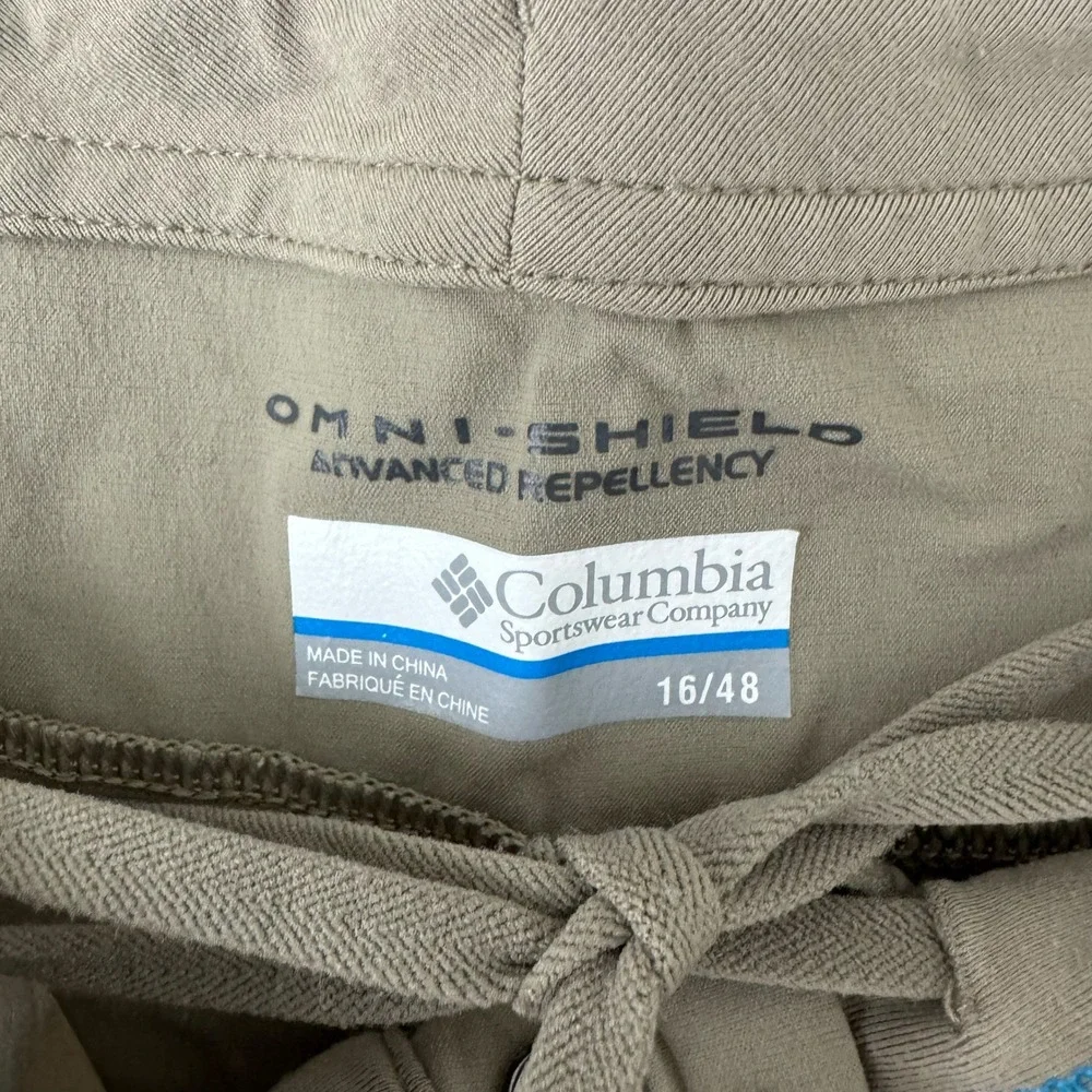 Columbia Hiking Pants Women 16 Tan Omni-Shield Advanced Repellency Stretch Trail
